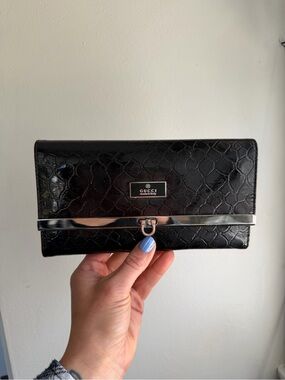 Black Faux Leather Clutch Wallet